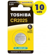 Pack of 10 Toshiba CR2025 CP-1C 3V button cell batteries