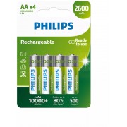 Pack 4 Batteries Philips AA Rechargeable 1.2V (R6B4B260/10)