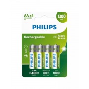 Pack 4 Batteries Philips AA Rechargeable 1.2V (R6B4A130/10)